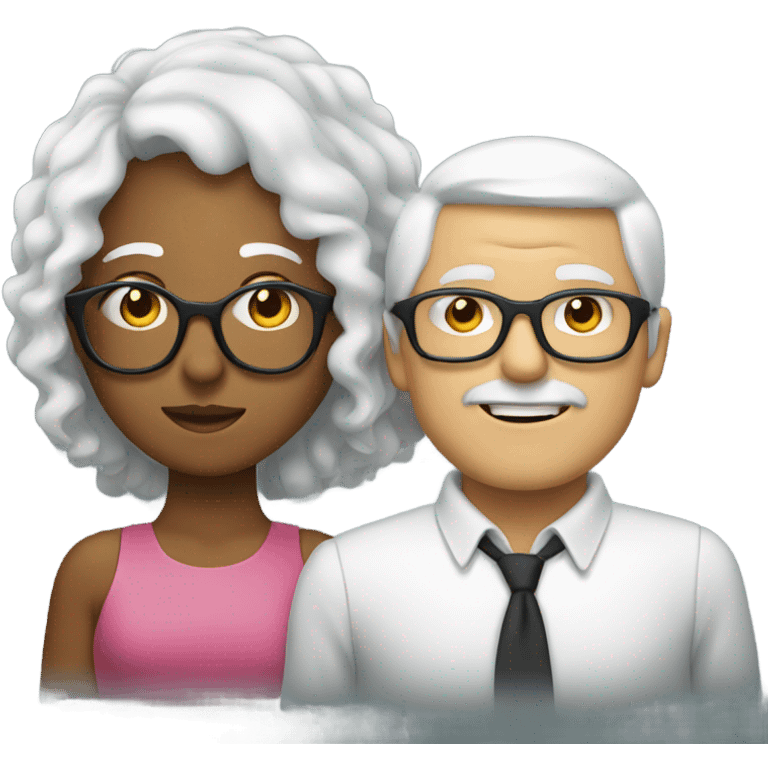 Girl with glasses and a guy with white hair  emoji