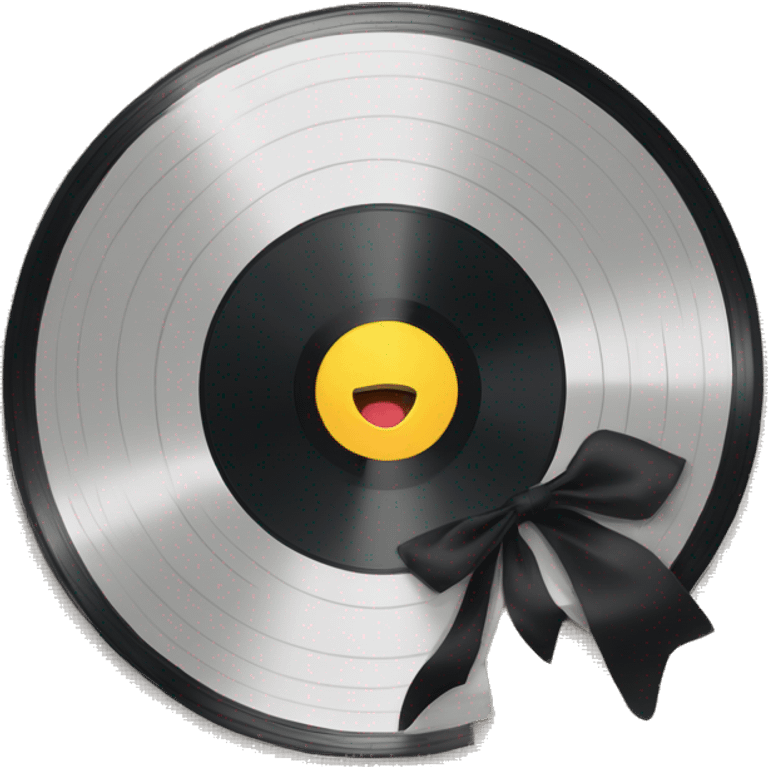 vinyl record with white bow emoji