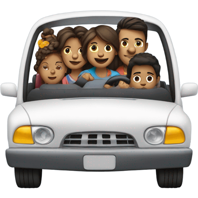 Family of 8 driving car emoji