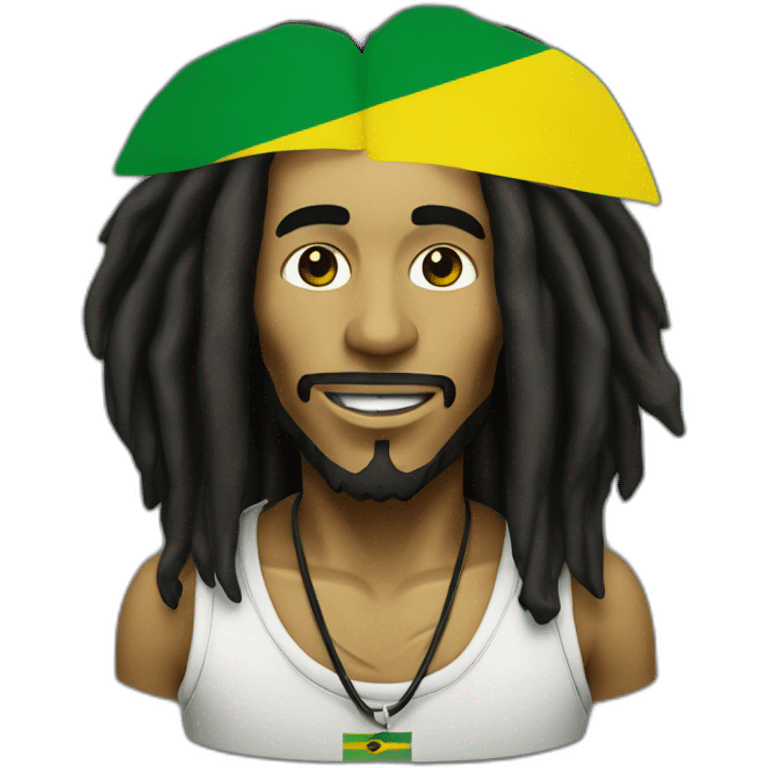 bob marley with jamaica flag behind emoji