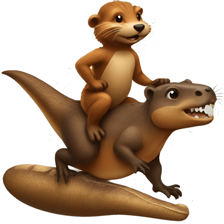 Beaver riding a dinosaur emoji