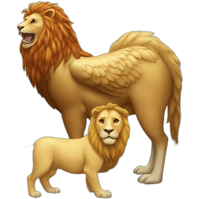 Hen and lion emoji