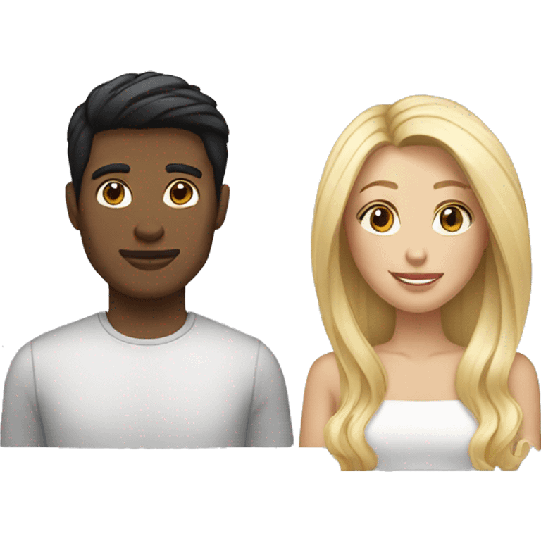 Black hair woman and blond white man couple  emoji