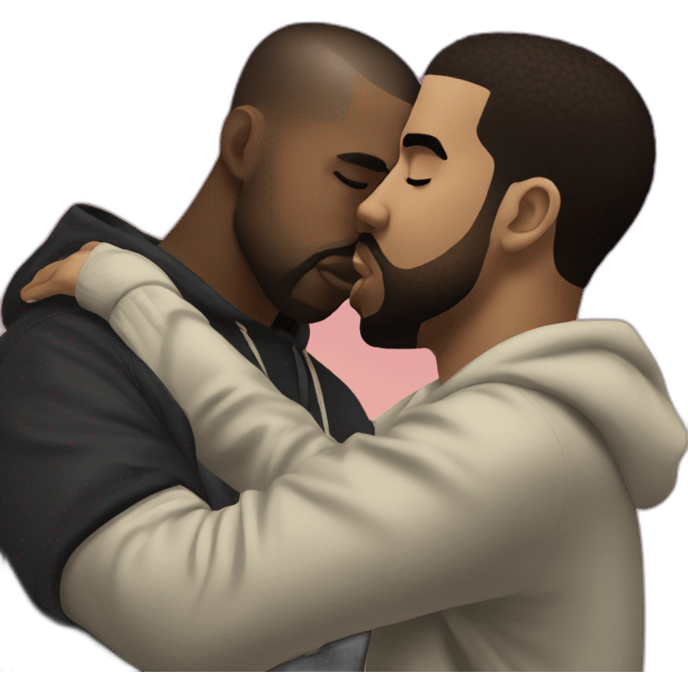 Kanye west giving a kiss to drake the singer emoji