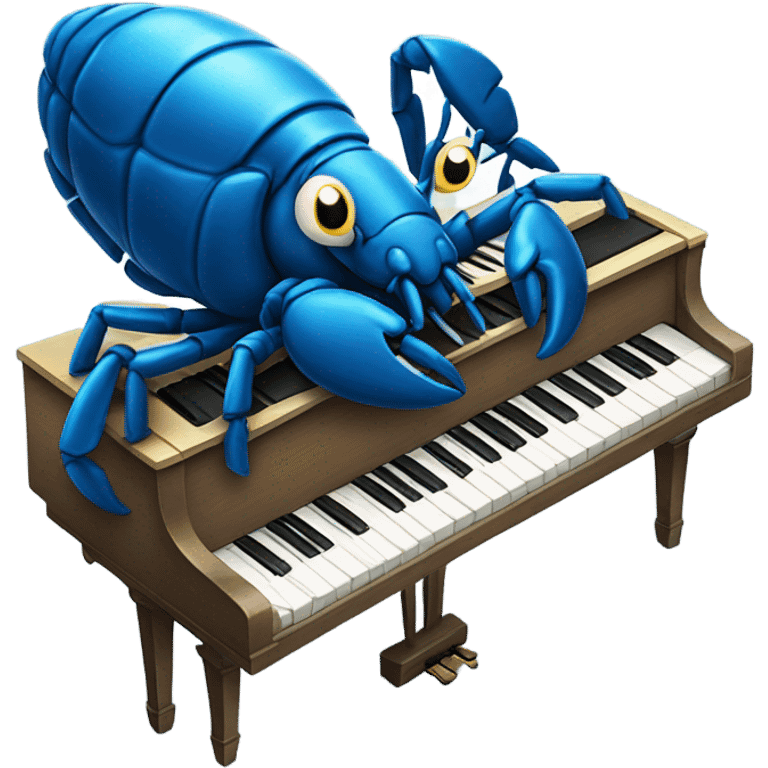 blue lobster playing piano emoji