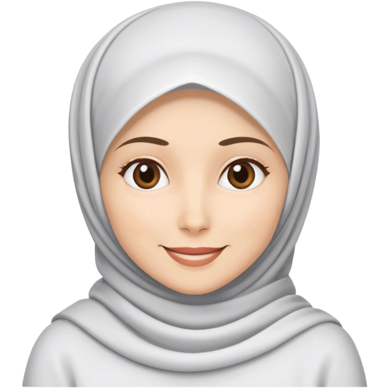 a white skin hijab woman was thinking and smile emoji