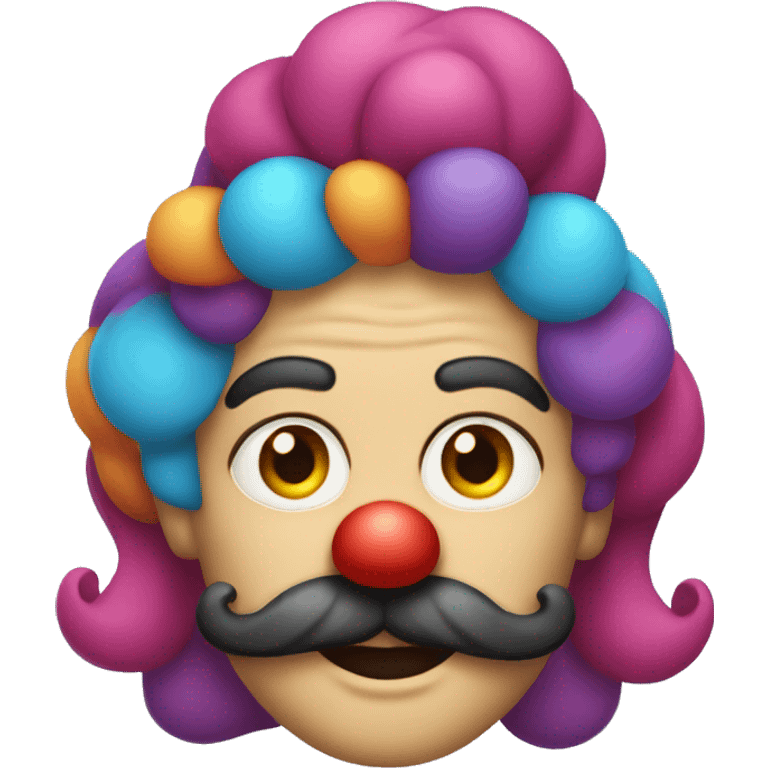 Clown colorful hair with a handlebar mustache emoji