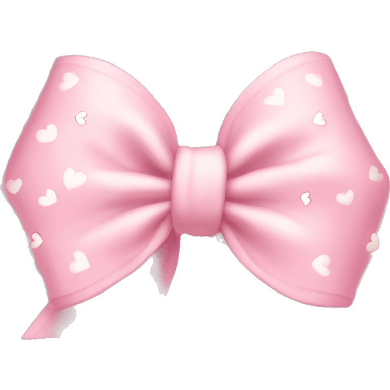 light pink bow with little light pink hearts around it and clouds on the outside emoji