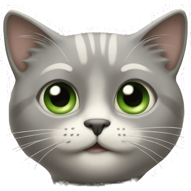 Chat rayer gris et crème avec les yeux vert emoji