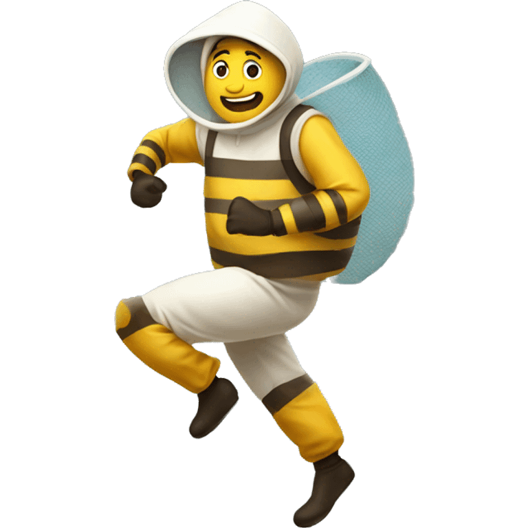 a man in a bee keeper suit running emoji