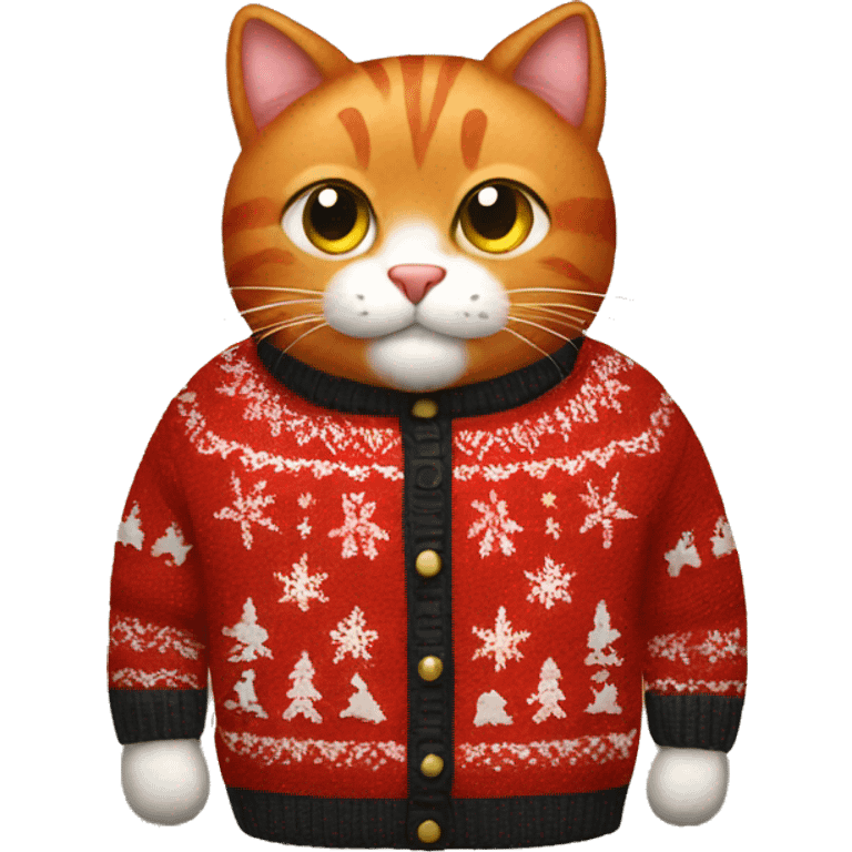 Red cat in Christmas sweater  emoji