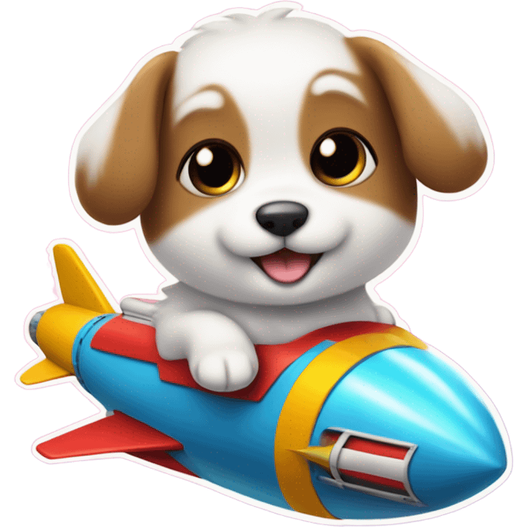 Puppy on rocket ship  emoji