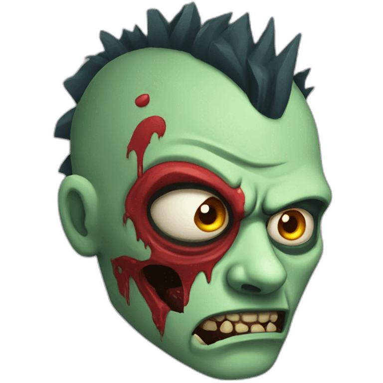 zombie face with red mohawk sides shaved emoji