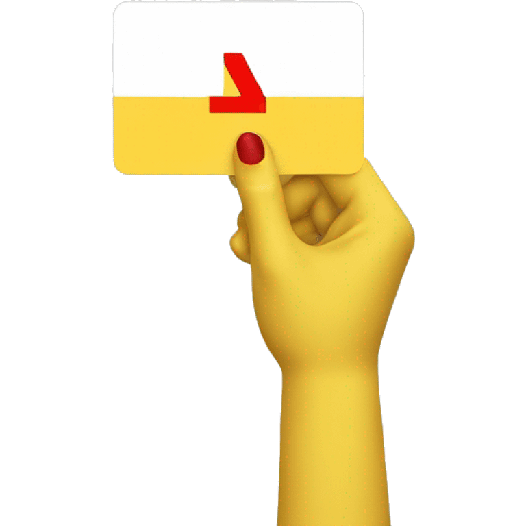 a yellow hand holding a white card with a red percentage sybol emoji