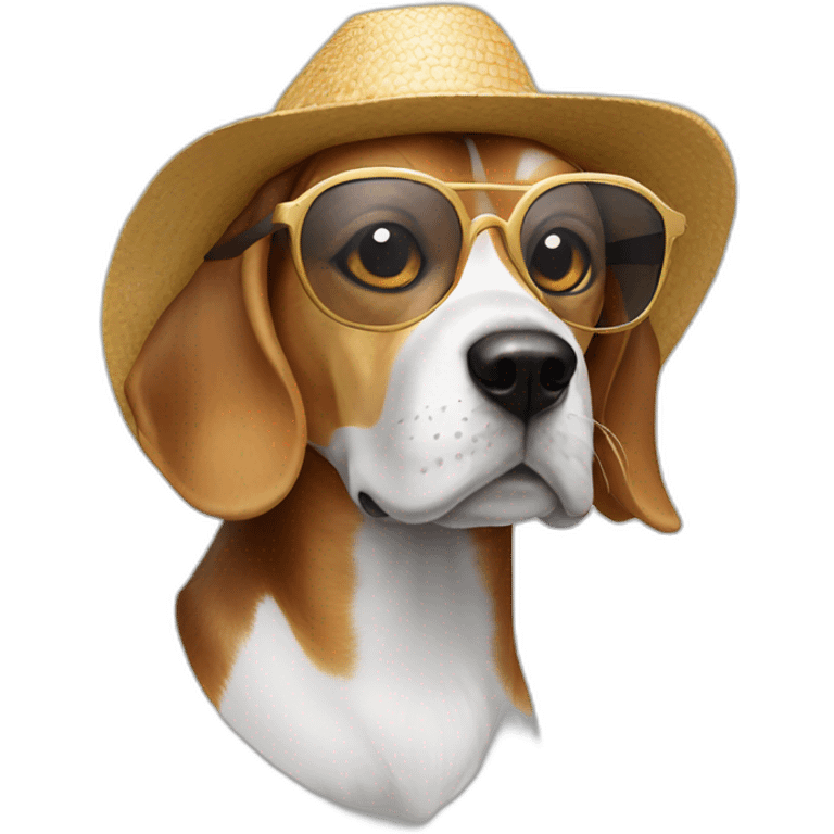 Beagle avec un chapeau et des lunettes de soleil  emoji