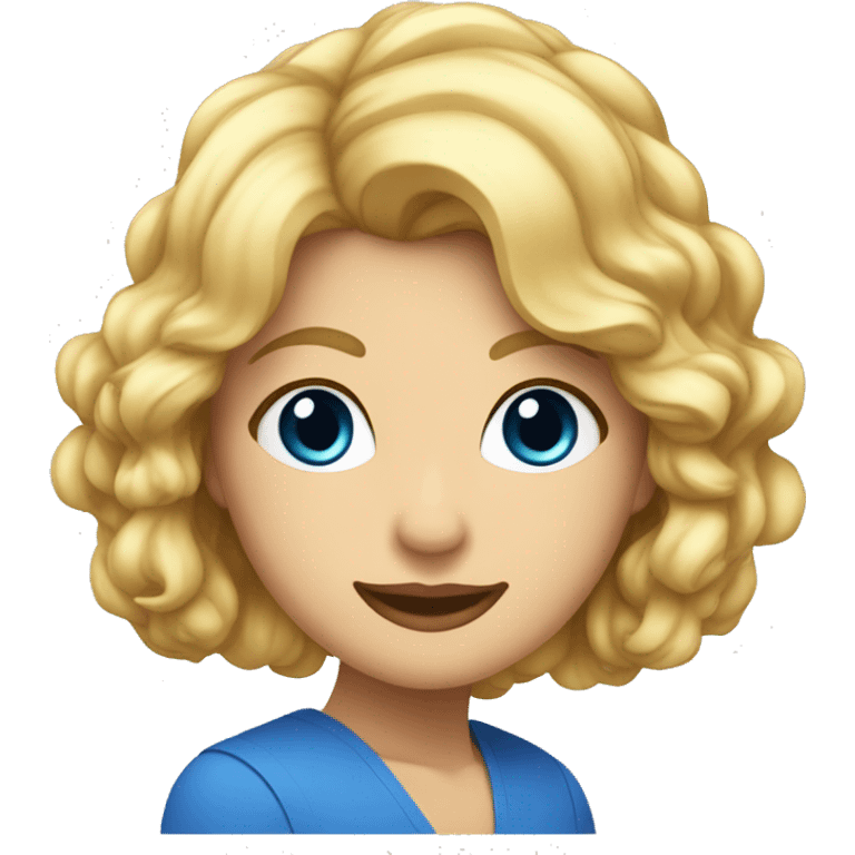 Maestra con pelo ondulado y corto rubia y ojos azules emoji