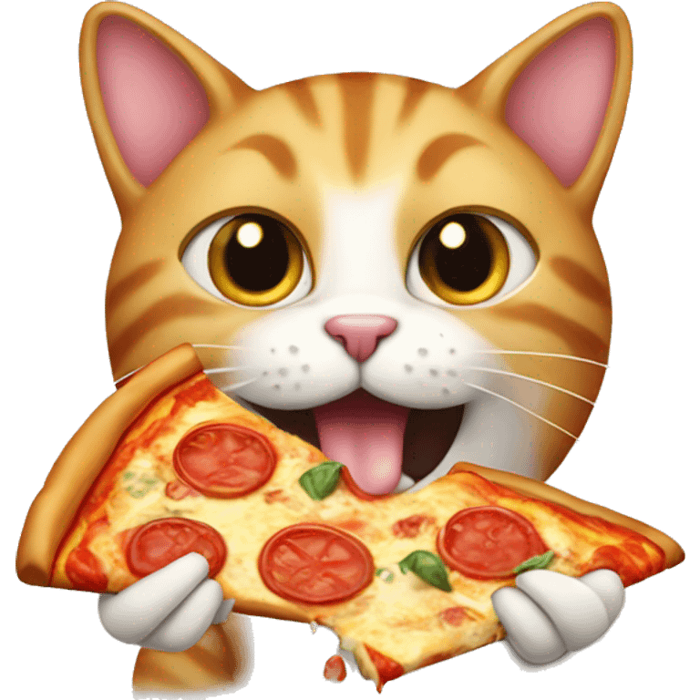 Cat eating pizza emoji