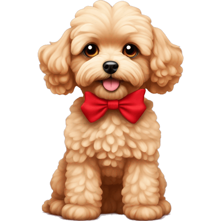 Red Maltipoo with red bow emoji