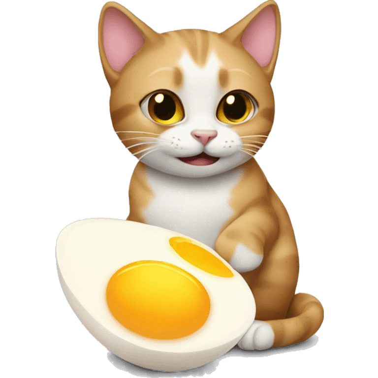 Cat eating eggs emoji