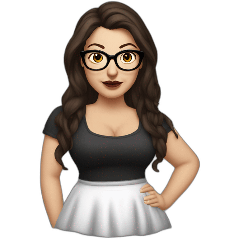 Sexy-Caucasian-Mum-goth-long-brown-hair-dark-brown-eyes-glasses-plus-size-upturned-nose emoji