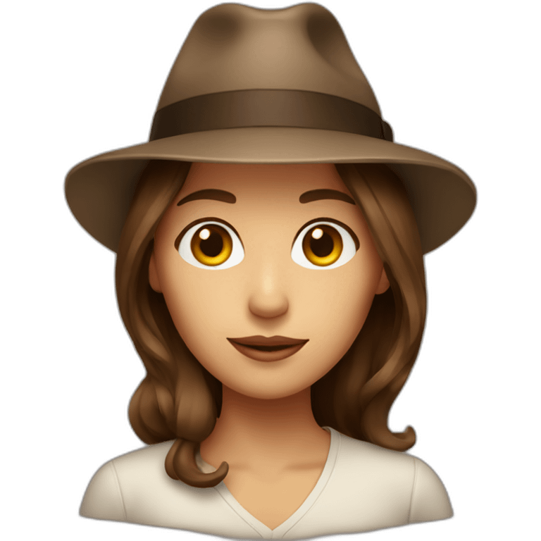 woman with brown hair in fedora emoji