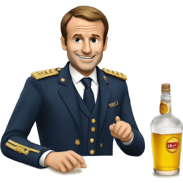 Macron avec une bouteille d’alcool  emoji