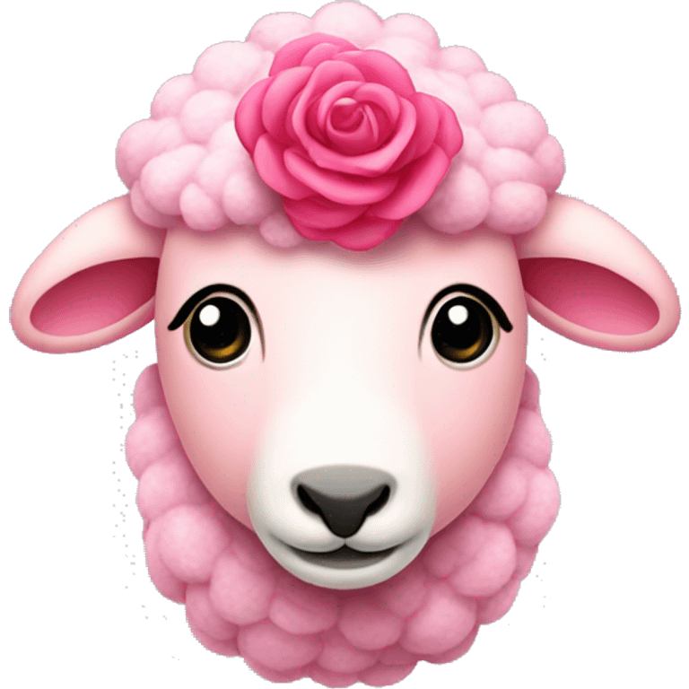 pink plush sheep with a rose on its head emoji