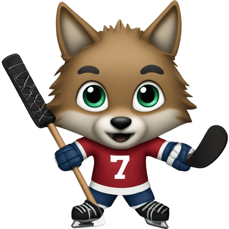 A coyote playing hockey emoji