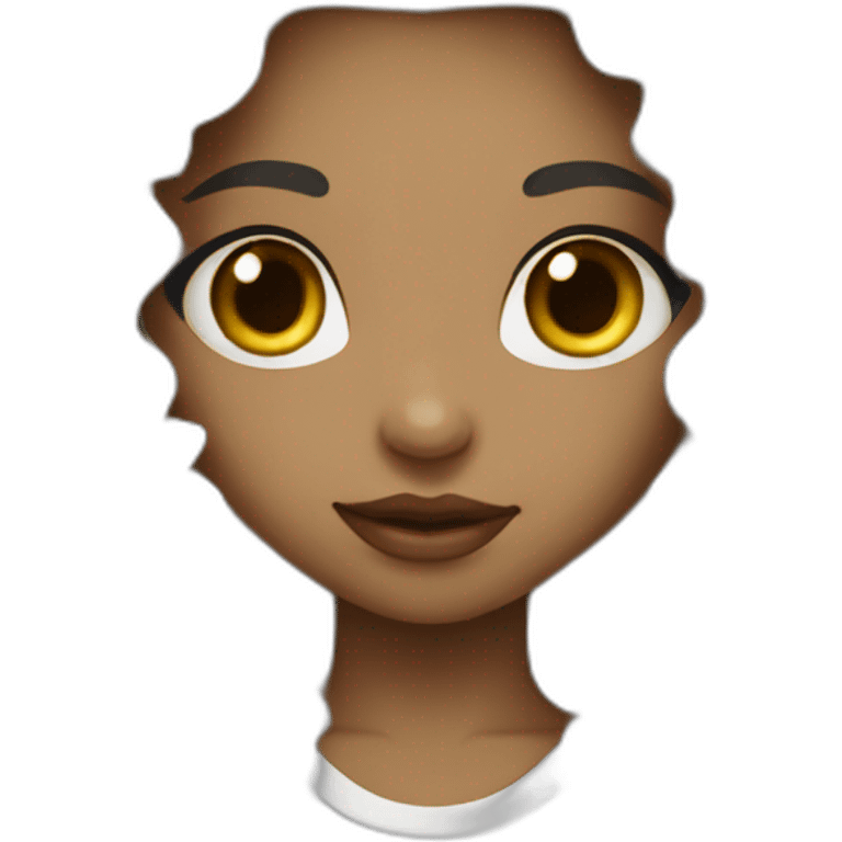 a girl with long dark brown curly hair and skin white with street wear emoji