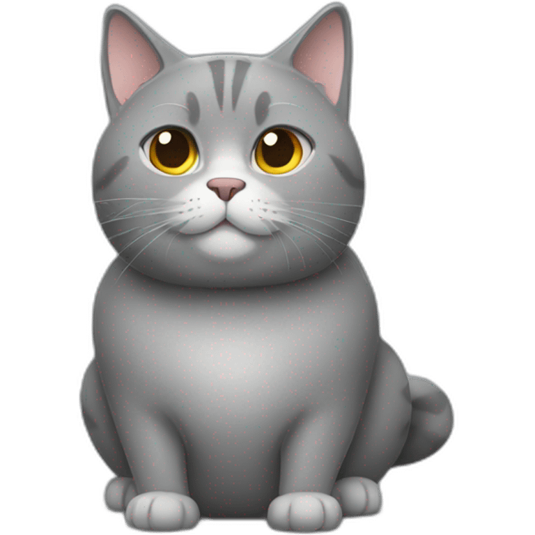 obese gray cat emoji