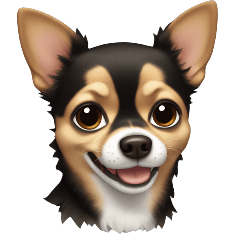 chihuahua with black and brown fur smiling emoji