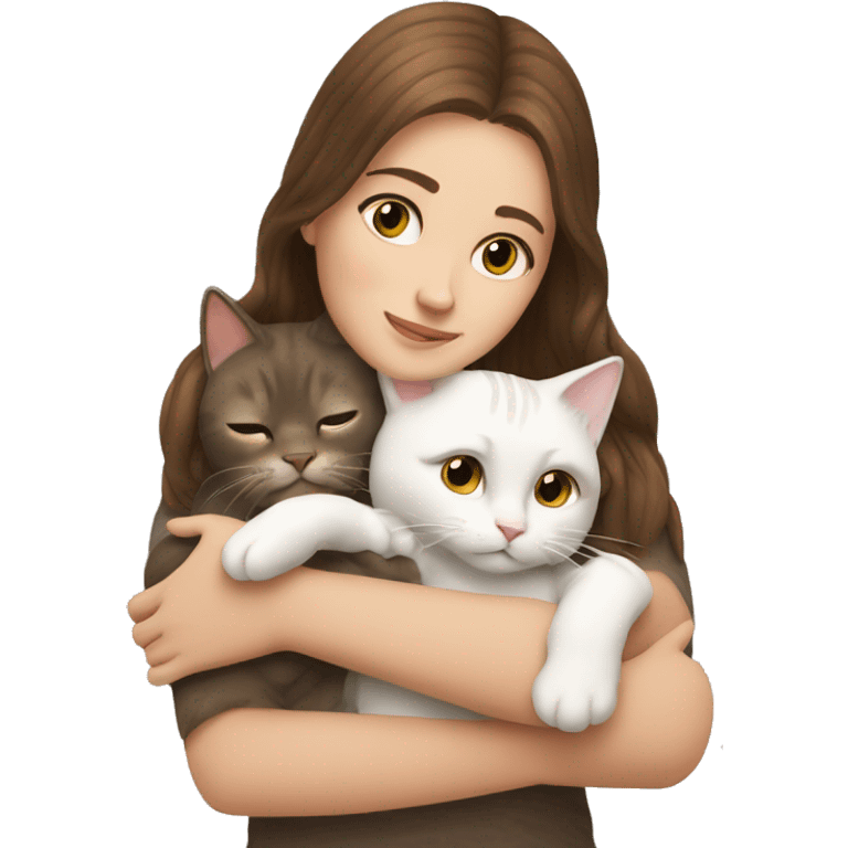  Brown hair white girl hug cat emoji