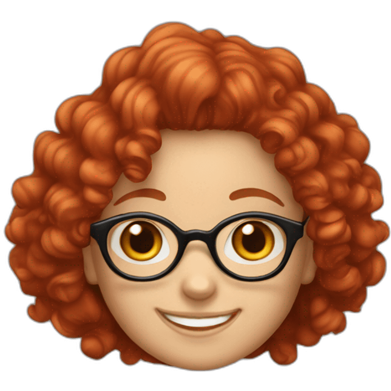 caucasian girl with a big smile  with  red curly girl and glasses emoji