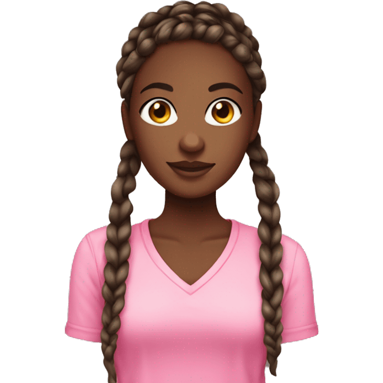 medium dark skin pretty girl with knotless braids and pink shirt emoji