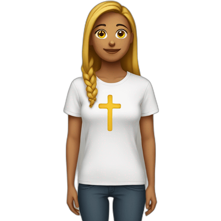 Woman with a cross t-shirt emoji