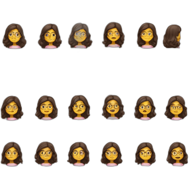  profesora morena de pelo largo saludando sin gafas emoji