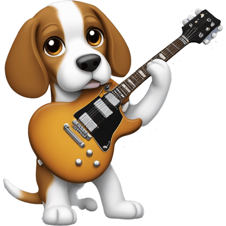 Beagle playing Gibson SG  emoji