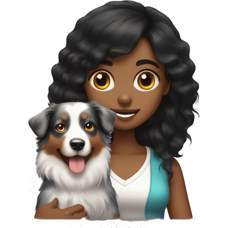 Black hair girl with australian shepherd emoji