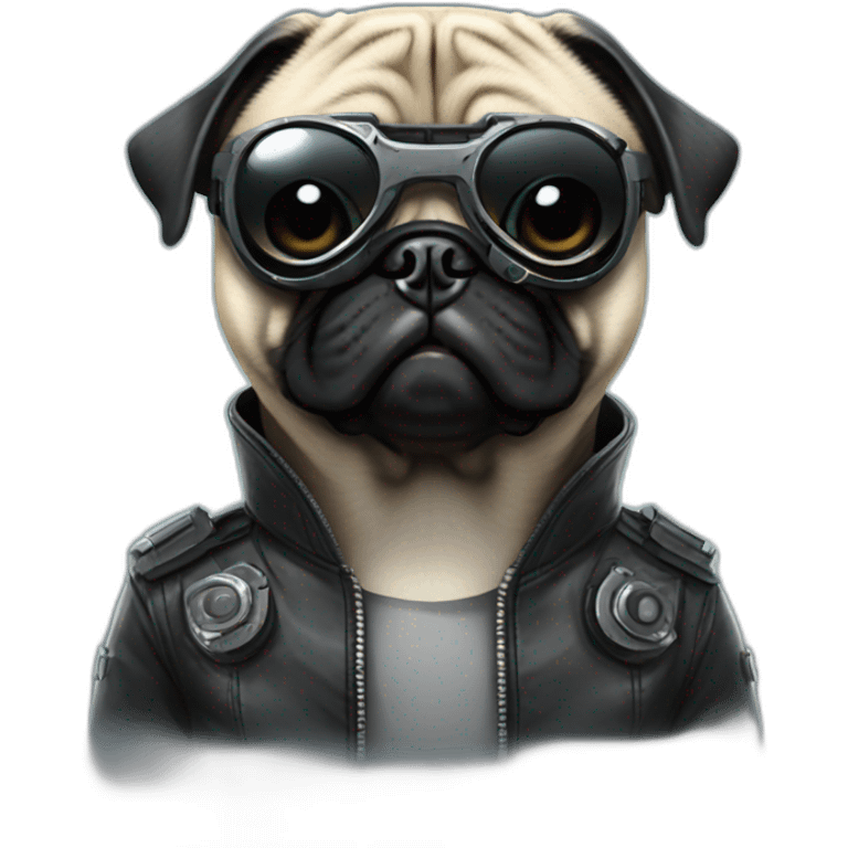 pug with black sunglasses and wearing a cyberpunk suit emoji