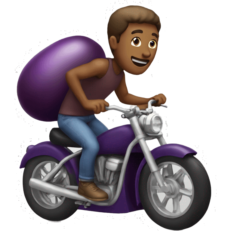 man riding an eggplant bike emoji