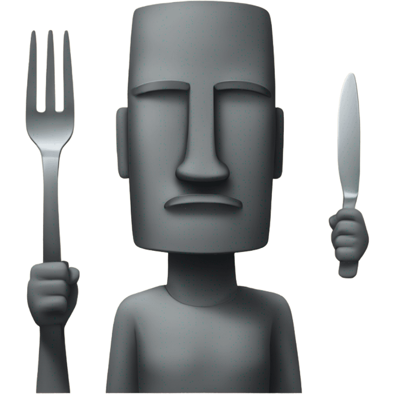 moai holding a fork emoji