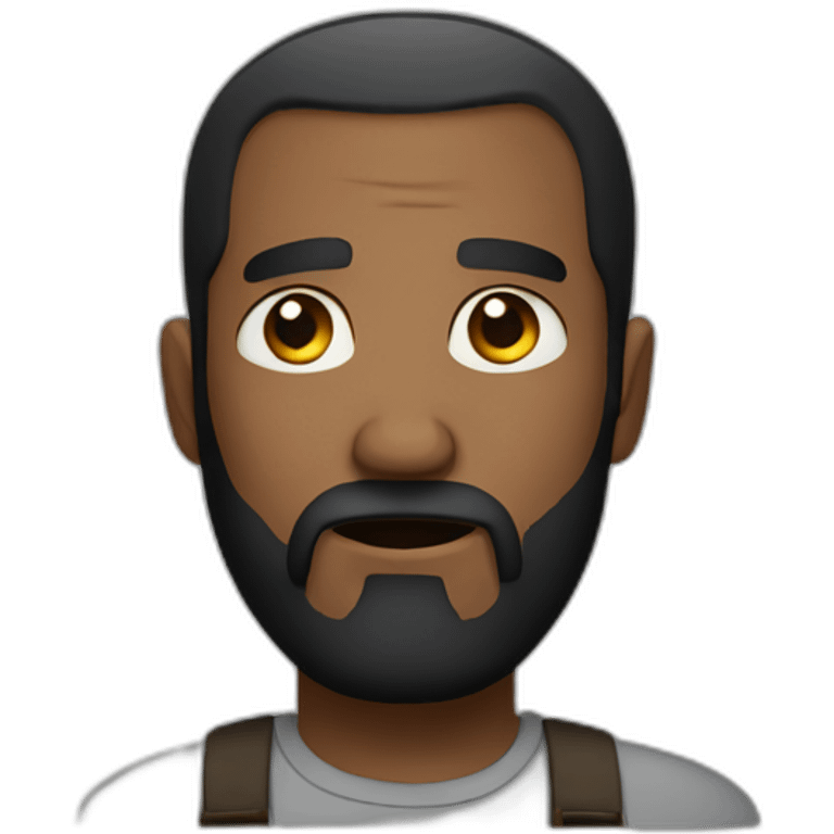 doubtful expression black bearded man emoji