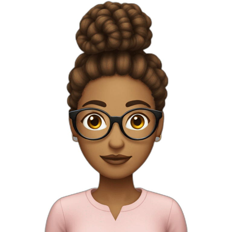 Mujer con afro braids box hair castaño con magnifier emoji