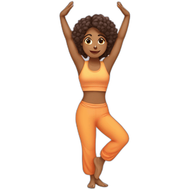 Indian woman with curly hair doing a yoga handstand position emoji