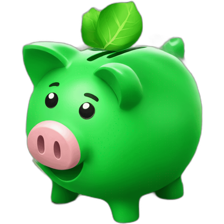 green piggybank sitting on money  emoji