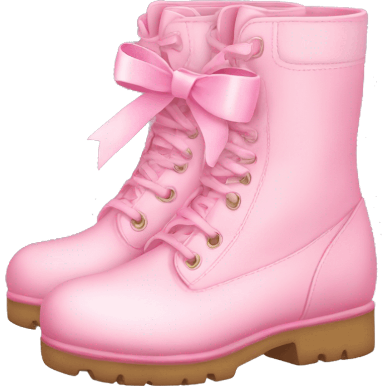 pastel pink boots with pink bow emoji