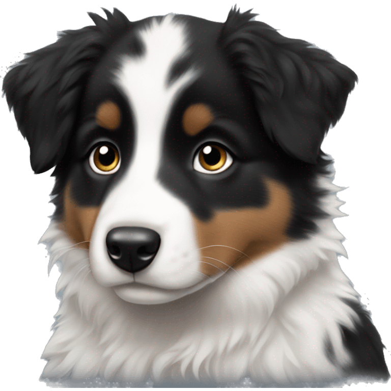 black tri australian shepherd puppy emoji