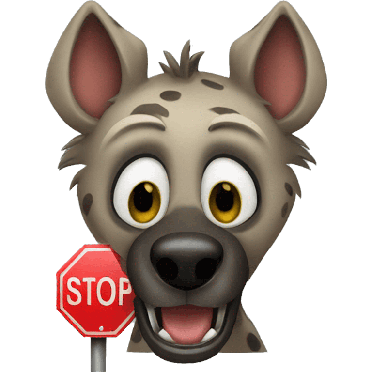 hyena holding stop sign emoji