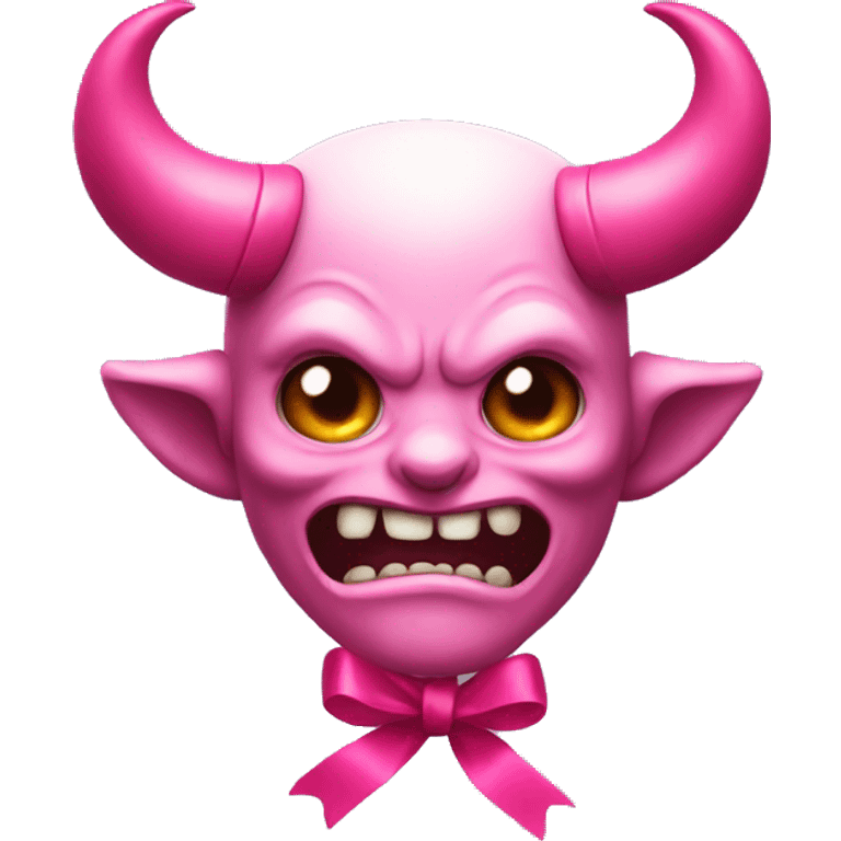 Demon with pink ribbon on its head emoji