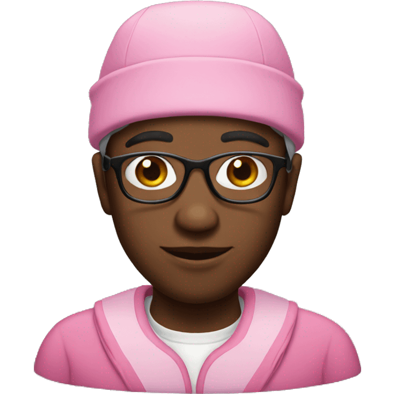 Black man with glasses and pink bonnet  emoji